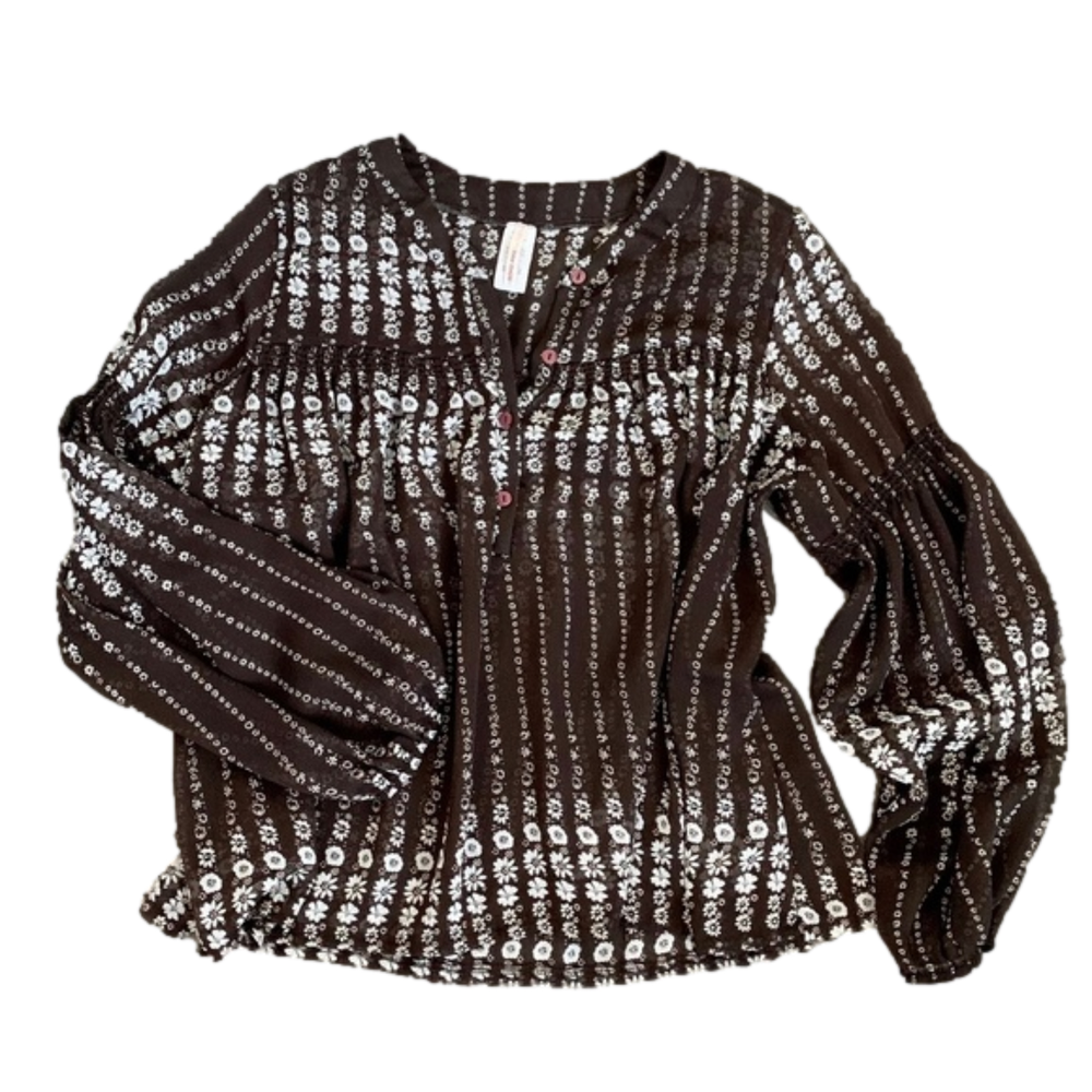 Brown and Cream Blouse 70s Vibe